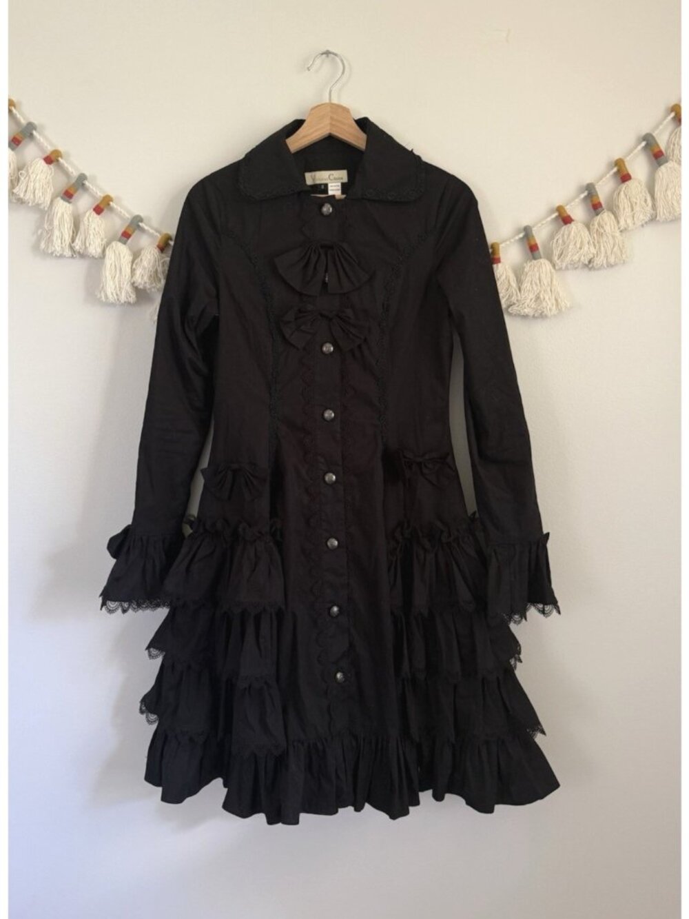 Victorian Choice Steampunk Gothic Lace Bow  Ruffle Tiered Dress Renaissance S